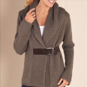 Soft Surroundings Women's Brown Belted Sweater